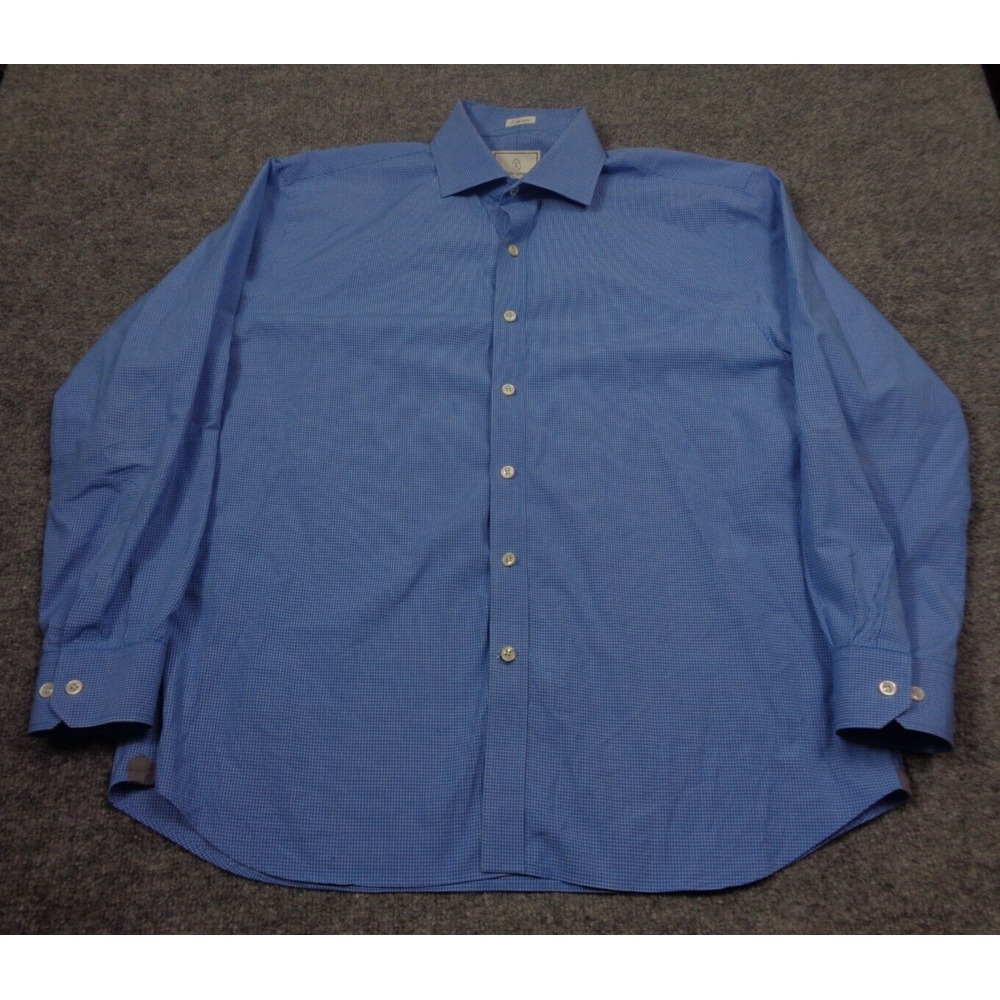 Todd Snyder Shirt Mens 17 Blue Micro Check Button Down Summerweight Long Sleeve